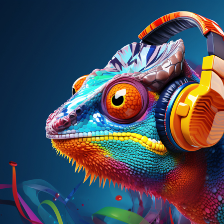 caritas-schule-mariannhill-digitale-kunst-ag-buntes-chameleon-mit-kopfhoerern